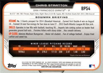2015 Bowman - Prospects Yellow #BP54 Chris Stratton Back