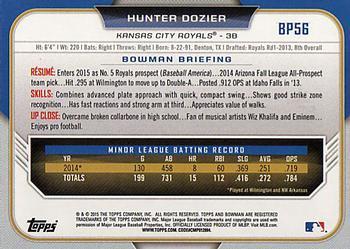 2015 Bowman - Prospects Yellow #BP56 Hunter Dozier Back