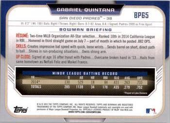 2015 Bowman - Prospects Yellow #BP65 Gabriel Quintana Back