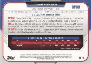 2015 Bowman - Prospects Yellow #BP80 Jose Peraza Back