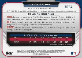2015 Bowman - Prospects Yellow #BP84 Nick Petree Back