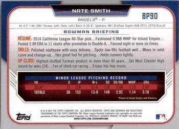 2015 Bowman - Prospects Yellow #BP90 Nate Smith Back