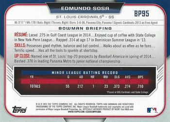 2015 Bowman - Prospects Yellow #BP95 Edmundo Sosa Back
