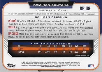 2015 Bowman - Prospects Yellow #BP109 Domingo Santana Back