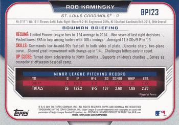 2015 Bowman - Prospects Yellow #BP123 Rob Kaminsky Back
