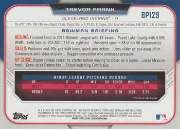 2015 Bowman - Prospects Yellow #BP129 Trevor Frank Back