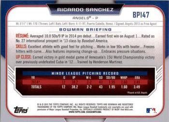 2015 Bowman - Prospects Yellow #BP147 Ricardo Sanchez Back