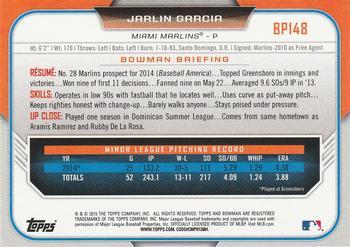 2015 Bowman - Prospects Yellow #BP148 Jarlin Garcia Back