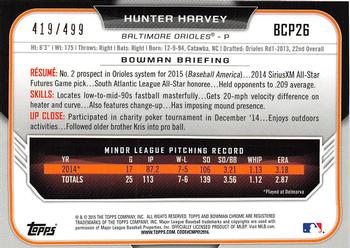 2015 Bowman - Chrome Prospects Refractors #BCP26 Hunter Harvey Back