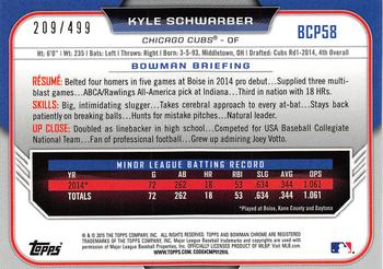 2015 Bowman - Chrome Prospects Refractors #BCP58 Kyle Schwarber Back