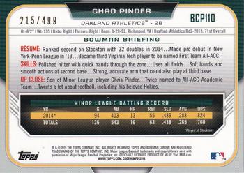 2015 Bowman - Chrome Prospects Refractors #BCP110 Chad Pinder Back