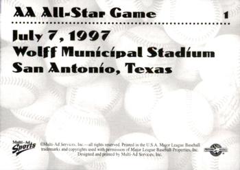 1997 Multi-Ad AA All-Stars #1 Title Card Back
