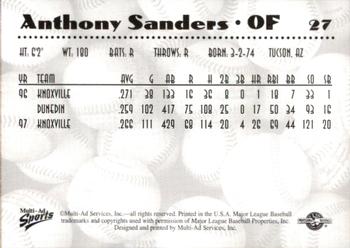 1997 Multi-Ad AA All-Stars #27 Anthony Sanders Back