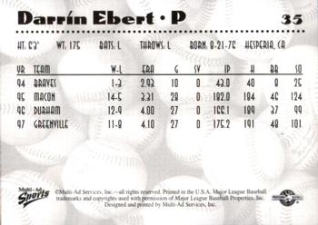 1997 Multi-Ad AA All-Stars #35 Derrin Ebert Back