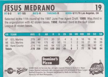 2000 Multi-Ad Brevard County Manatees #19 Jesus Medrano Back