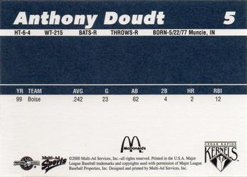 2000 Multi-Ad Cedar Rapids Kernels #5 Anthony Doudt Back