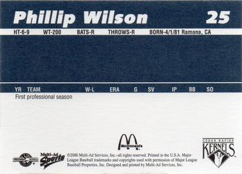 2000 Multi-Ad Cedar Rapids Kernels #25 Phil Wilson Back