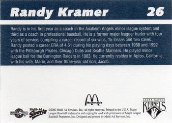 2000 Multi-Ad Cedar Rapids Kernels #26 Randy Kramer Back