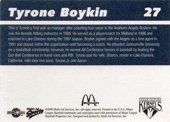 2000 Multi-Ad Cedar Rapids Kernels #27 Tyrone Boykin Back