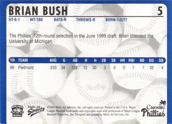 2000 Multi-Ad Clearwater Phillies #NNO Brian Bush Back