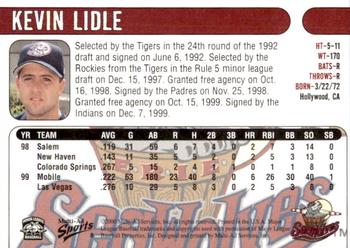 2000 Multi-Ad Erie SeaWolves #NNO19 Kevin Lidle Back