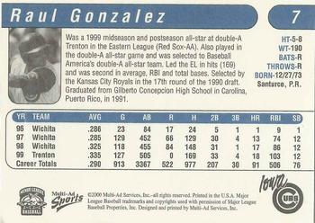 2000 Multi-Ad Iowa Cubs #7 Raul Gonzalez Back