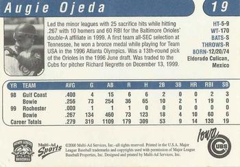 2000 Multi-Ad Iowa Cubs #19 Augie Ojeda Back