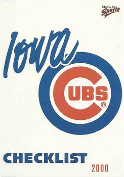 2000 Multi-Ad Iowa Cubs #30 Checklist Front