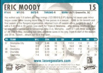 2000 Multi-Ad Las Vegas Stars #15 Eric Moody Back