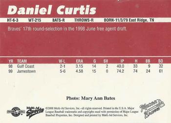 2000 Multi-Ad Macon Braves #NNO Daniel Curtis Back