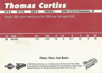 2000 Multi-Ad Macon Braves #NNO Thomas Curtiss Back