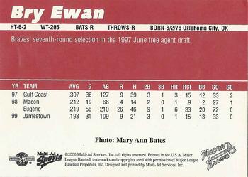 2000 Multi-Ad Macon Braves #NNO Bry Ewan Back