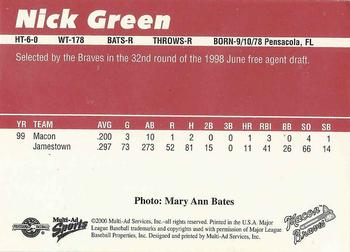 2000 Multi-Ad Macon Braves #NNO Nick Green Back