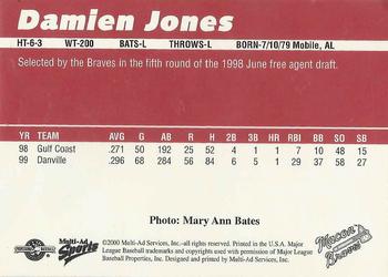 2000 Multi-Ad Macon Braves #NNO Damien Jones Back