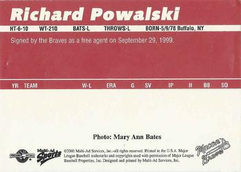 2000 Multi-Ad Macon Braves #NNO Richard Powalski Back