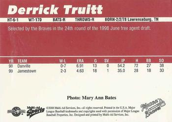 2000 Multi-Ad Macon Braves #NNO Derrick Truitt Back