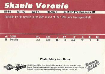 2000 Multi-Ad Macon Braves #NNO Shanin Veronie Back