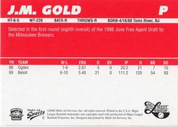2000 Multi-Ad Midwest League Top Prospects (Numbered) #2 J.M. Gold Back