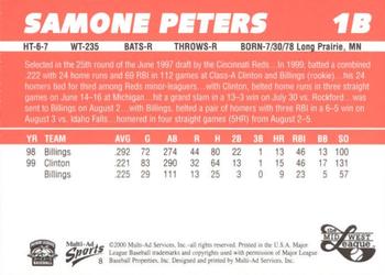 2000 Multi-Ad Midwest League Top Prospects (Numbered) #8 Samone Peters Back
