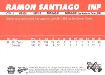 2000 Multi-Ad Midwest League Top Prospects (Numbered) #27 Ramon Santiago Back