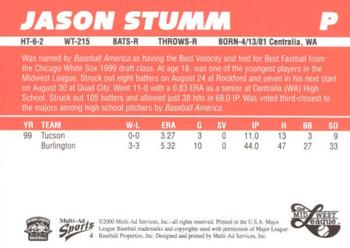2000 Multi-Ad Midwest League Top Prospects (Numbered) #4 Jason Stumm Back
