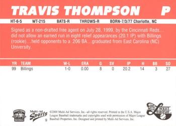 2000 Multi-Ad Midwest League Top Prospects (Numbered) #9 Travis Thompson Back