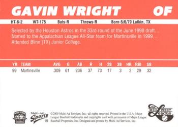 2000 Multi-Ad Midwest League Top Prospects (Numbered) #19 Gavin Wright Back