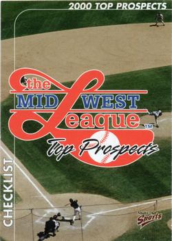 2000 Multi-Ad Midwest League Top Prospects (Numbered) #1 Header / Checklist Front