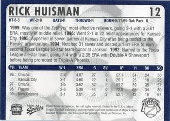 2000 Multi-Ad New Orleans Zephyrs #12 Rick Huisman Back