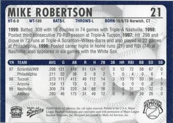2000 Multi-Ad New Orleans Zephyrs #21 Mike Robertson Back
