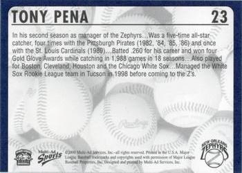 2000 Multi-Ad New Orleans Zephyrs #23 Tony Pena Back