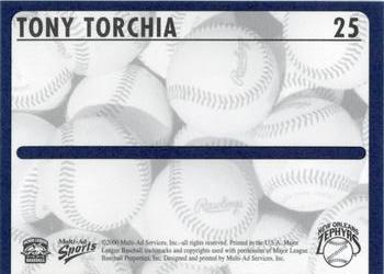 2000 Multi-Ad New Orleans Zephyrs #25 Tony Torchia Back