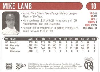2000 Multi-Ad Oklahoma RedHawks #10 Mike Lamb Back