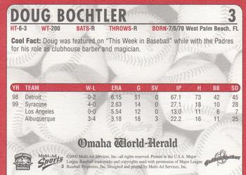 2000 Multi-Ad Omaha Golden Spikes #3 Doug Bochtler Back
